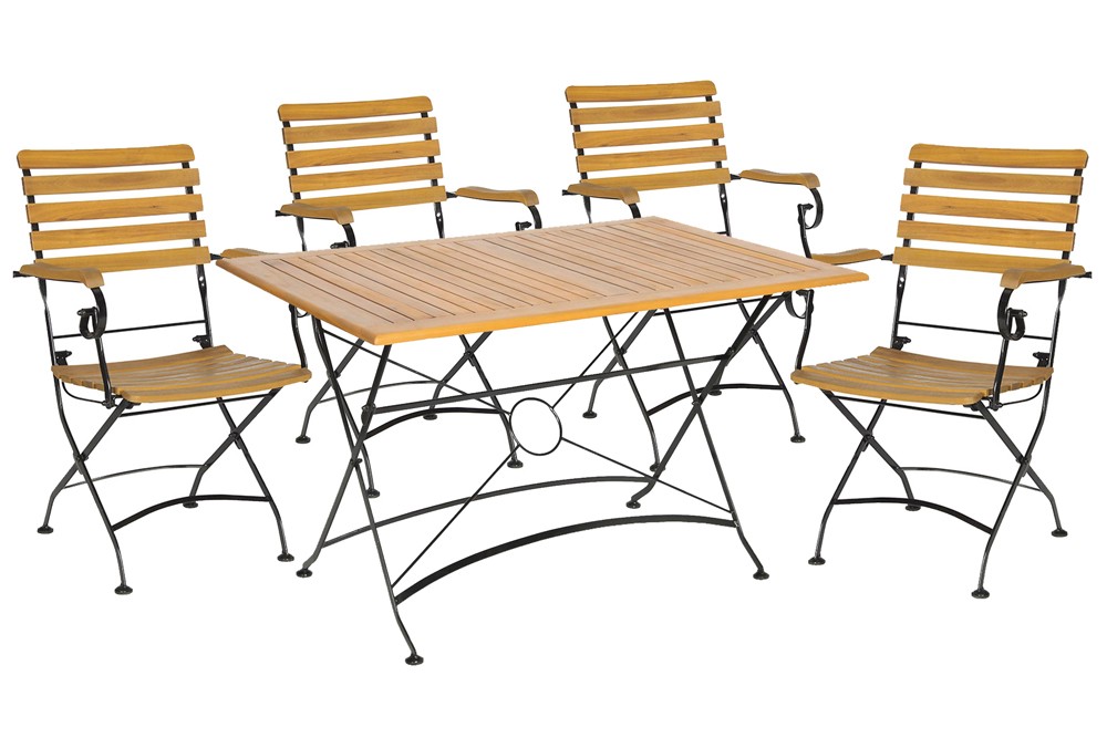 Lindau sörkerti szett 4 karfás szék és 120x80cm asztal akácfa 249900 - 1