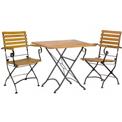 Lindau sörkerti szett 2 karfás szék és 80x80cm asztal akácfa