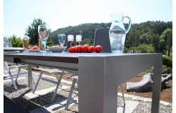 Kültéri kihúzható étkező asztal 160-220cm alumínium váz HPL asztallap platina-antracit 455900 - 4