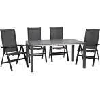 Kültéri étkezőszett 160-220cm kihúzható asztal 4 összecsukható szék alumínium-HPL antracit 698900 - 1