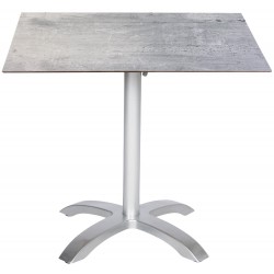 Összecsukható alumínium bisztró asztal 80x80cm platina-cementszürke (HPL)