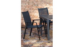 Kültéri étkezőszett 160-220cm kihúzható asztal 4 alacsonytámlás rakásolható szék alumínium-HPL 709900 - 2