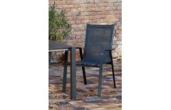 Kültéri étkezőszett 160-220cm kihúzható asztal 4 alacsonytámlás rakásolható szék alumínium-HPL 709900 - 3