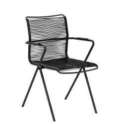 Alpha kültéri rakásolható kartámaszos szék fekete fonattal