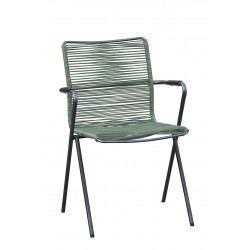 Alpha kültéri rakásolható kartámaszos szék olivazöld fonattal