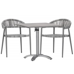 Brooklyn kültéri bisztró szett alumínium váz 80x80cm HPL asztal 2 rakásolható szék