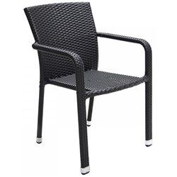 Carlos kültéri rakásolható alumínium szék karfával fekete