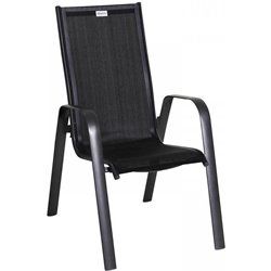 Acatop rakásolható magastámlás alumínium szék antracit-fekete