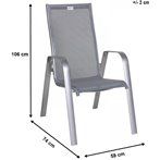 Acatop magastámlás alumínium szék platina-szürke csíkos